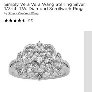 Simply Vera - Vera Wang sterling silver 1/3- ct T.W. Diamond scrollwork ring
